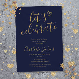 Invitación Fiesta de Graduación Blue Gold Let's Celebrate Scr