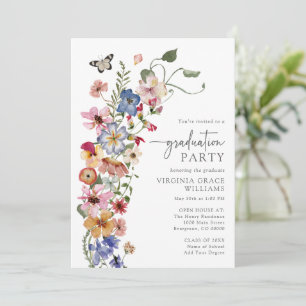 Invitación Fiesta de Graduación Boho de Flores Silvestres