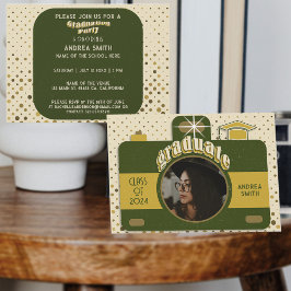 Invitación Fiesta de Graduación Boho Retro Agrega Foto Puntos