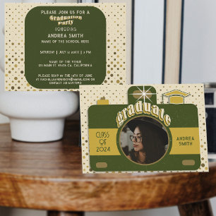 Invitación Fiesta de Graduación Boho Retro Agregar Foto Punto