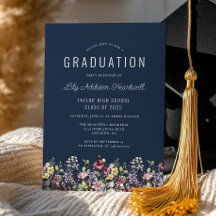 Fiesta de Graduación Boho Wildflowers Azul Marino