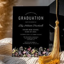 Fiesta de Graduación Boho Wildflowers Negra