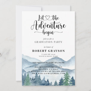 Invitación Fiesta de Graduación Bosque Montañoso Acuarela