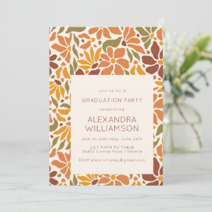 Invitación Fiesta de Graduación Botánica Retro Boho Terrosa