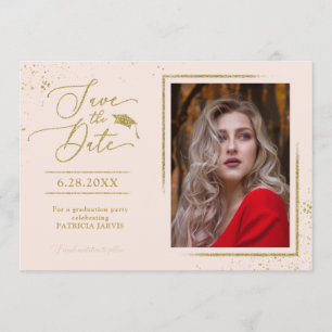 Invitación Fiesta de graduación chic guardar la fecha foto co