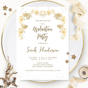 Invitación Fiesta de Graduación Chic Noche Estrellada Blanca