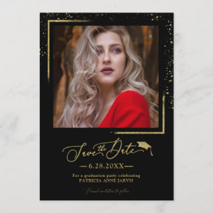 Invitación Fiesta de graduación Chic Script Save The Date Bri