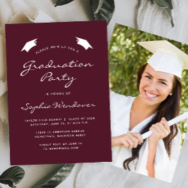 Invitación Fiesta de Graduación Clásica Burgundy Blanca 2026
