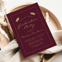 Invitación Fiesta de Graduación Clásica Burgundy con Borde Do
