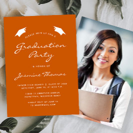 Invitación Fiesta de graduación clásica moderna quemada naran