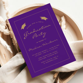 Invitación Fiesta de Graduación Clásica Morada con Borde Dora