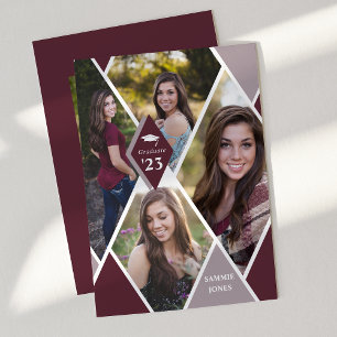Invitación Fiesta de Graduación Colaje de Fotos Diamante Mode