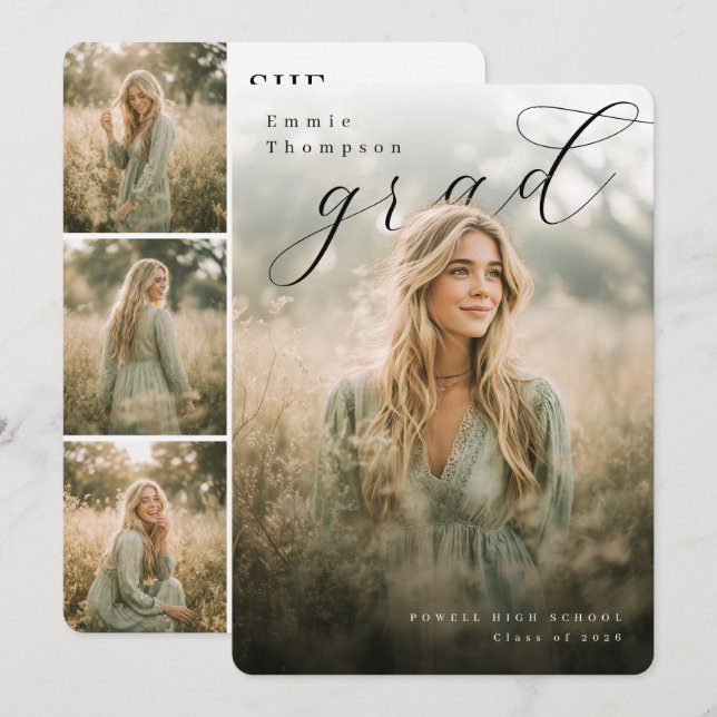 Invitación Fiesta de Graduación Colaje Moderno PhotoPop (Anverso / Reverso)