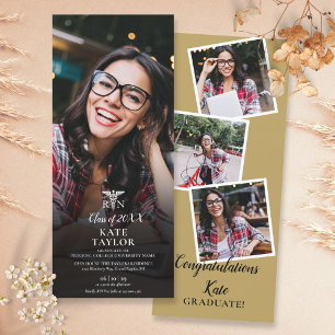 Invitación Fiesta de graduación Collage de 4 fotos de enferme