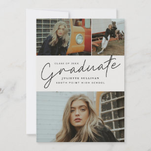 Invitación Fiesta de Graduación Collage de Fotos con Letra Mo