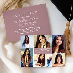 Invitación Fiesta de Graduación Collage de Fotos Elegante Pol