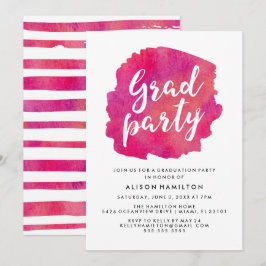 Invitación Fiesta de Graduación con Acuarela Rosa