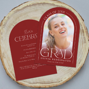 Invitación Fiesta de graduación con arco de foto minimalista 
