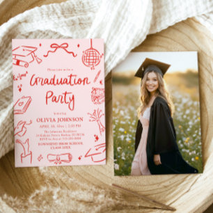 Invitación Fiesta de Graduación con Arco Dibujado a Mano Capr