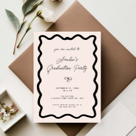 Invitación Fiesta de graduación con borde cursivo de lazo cap