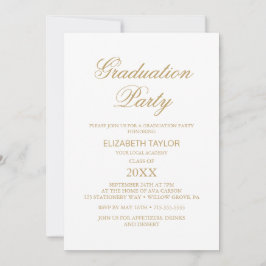 Invitación Fiesta de Graduación con Caligrafía Dorada Elegant