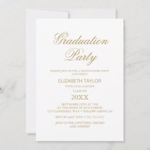 Invitación Fiesta de Graduación con Caligrafía Dorada Elegant