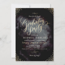 Fiesta de graduación con caligrafía en oro negro g