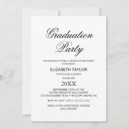 Invitación Fiesta de Graduación con Caligrafía Negra Elegante