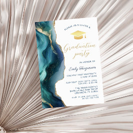 Invitación Fiesta de Graduación con Canicas de Zafiro Azul Mo