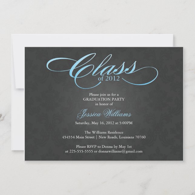 Invitación Fiesta de graduación con clase (Anverso)