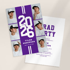 Invitación Fiesta de graduación con collage de fotos atlética