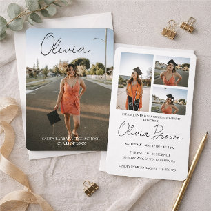 Invitación Fiesta de Graduación con Collage de Fotos en Letra