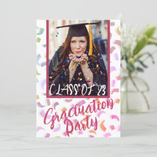 Invitación Fiesta de Graduación con Confeti Colorido Moderno