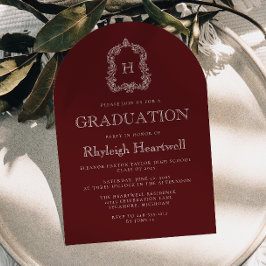 Invitación Fiesta de Graduación con Cresta de Monograma de Bo