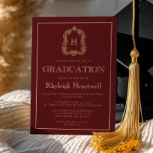 Fiesta de Graduación con Cresta de Monograma Dorad