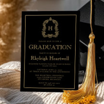 Fiesta de Graduación con Cresta de Monograma Negro