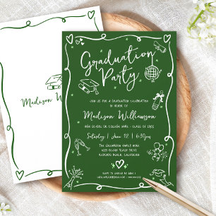 Invitación Fiesta de Graduación con Estilo de Garabatos Dibuj