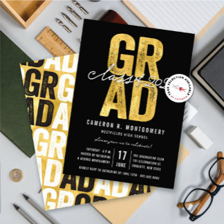Invitación Fiesta de Graduación con Estilo de la Clase de Oro