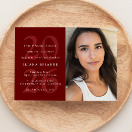 Invitación Fiesta de graduación con foto clásica en rojo de l