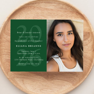 Invitación Fiesta de graduación con foto clásica verde de la
