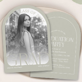 Invitación Fiesta de Graduación con Foto de Arco Gris Moderno