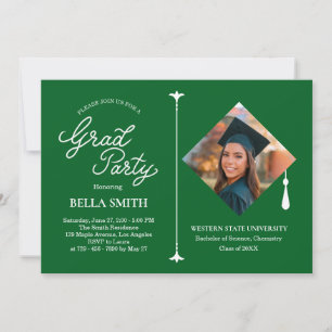 Invitación Fiesta de graduación con foto de caligrafía modern