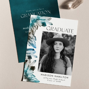 Invitación Fiesta de Graduación con Foto de Cristal de Acuare