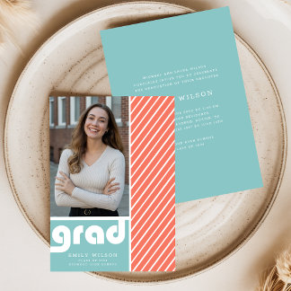 Invitación Fiesta de Graduación con Foto de Graduación Minima
