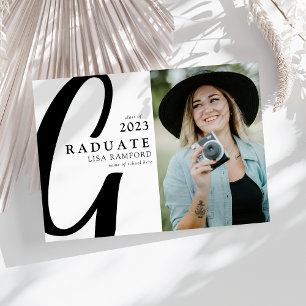 Invitación Fiesta de Graduación con Foto de Graduado con Guió
