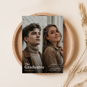 Invitación Fiesta de Graduación con Foto de Graduado Doble Ar