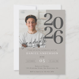 Invitación Fiesta de graduación con foto de guión moderno 202