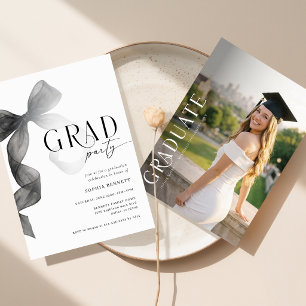 Invitación Fiesta de Graduación con Foto de Lazo Negro