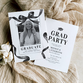 Invitación Fiesta de Graduación con Foto de Lazo Negro
