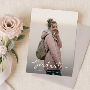 Invitación Fiesta de Graduación con Foto de Lazo Rosa